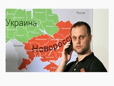 Губарев на фоне карты "Новороссии". Источник - http://storage.novorosinform.org/